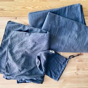 Ikea Dytag Gray Queen Duvet & Shams 100% Linen - Flaw